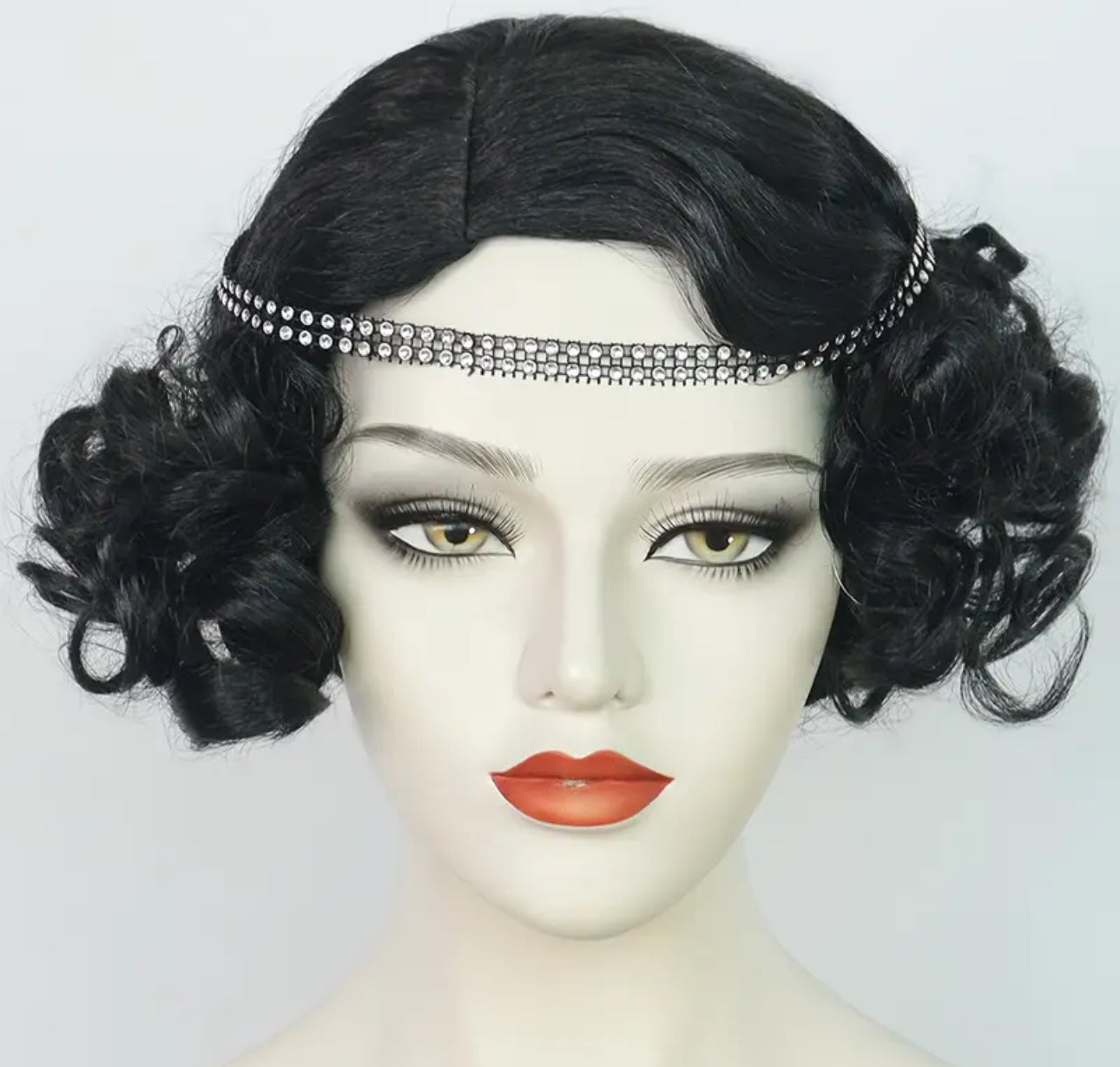 Black curly wig 25.4cm length