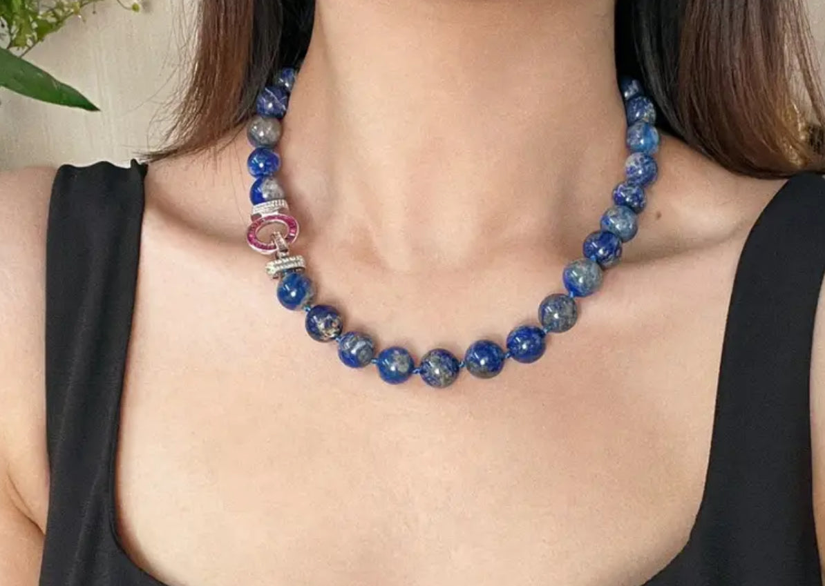 Lapis lazuli stone necklace 45cm