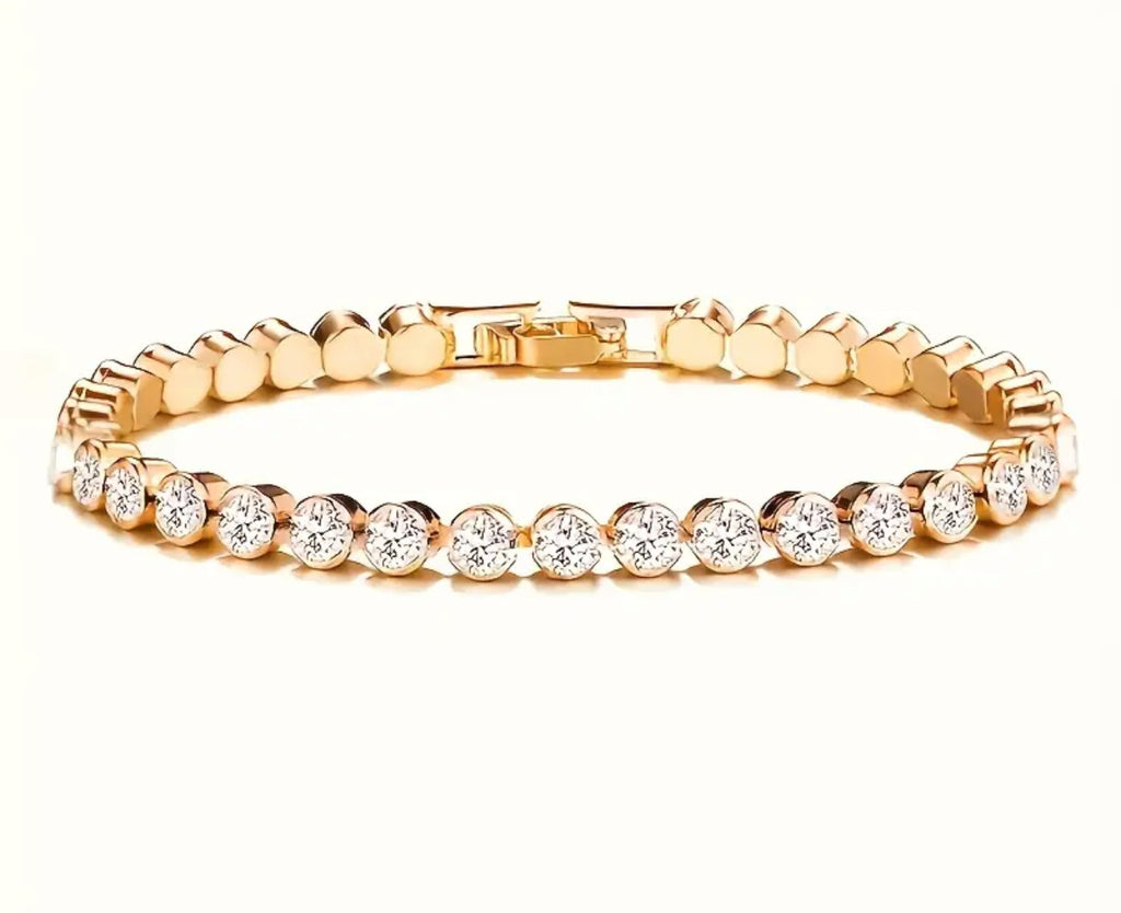 Bracelet autrichien en acier inoxydable avec diamants (or ou argent)