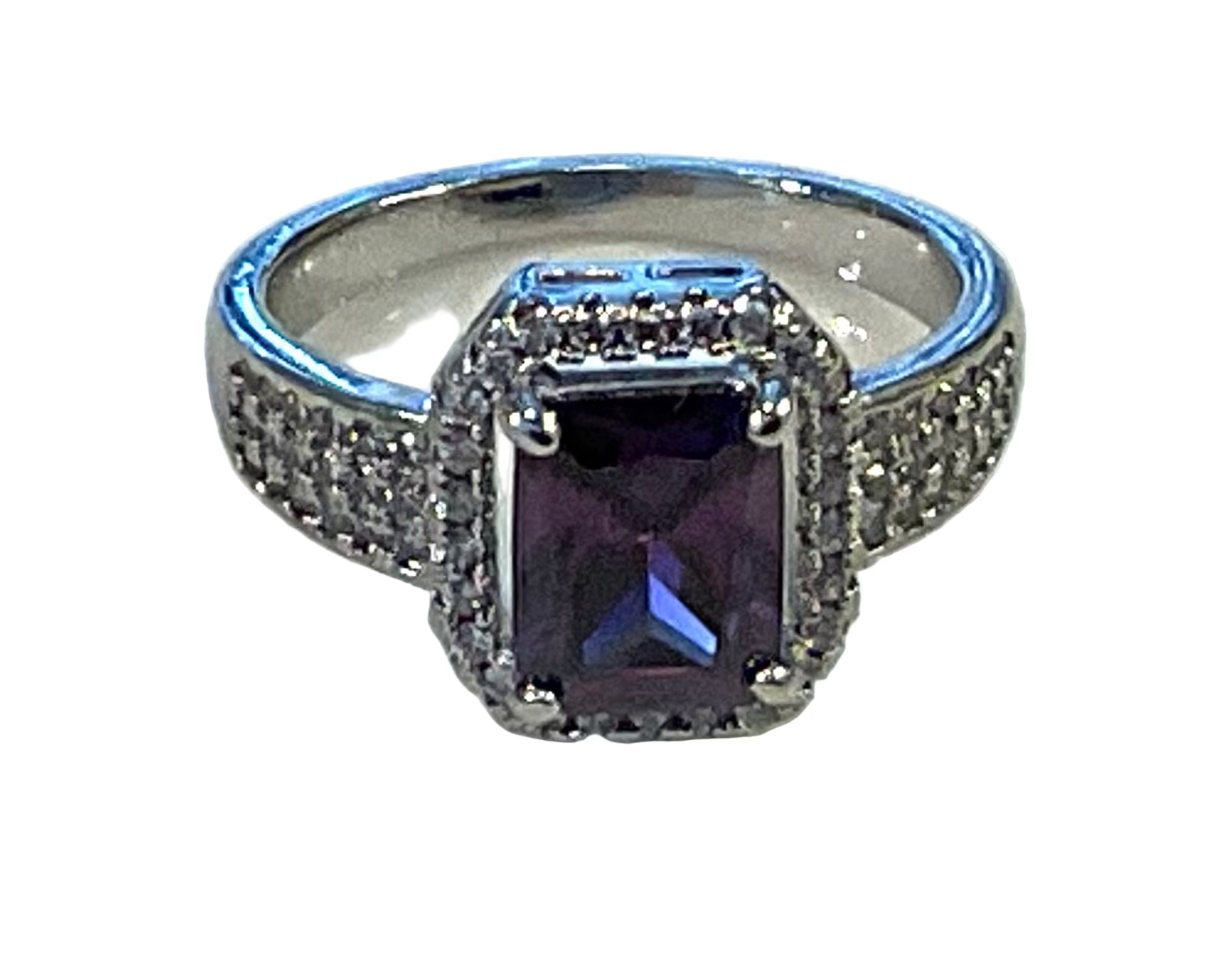 Silver Plated Purple Zircon Ring