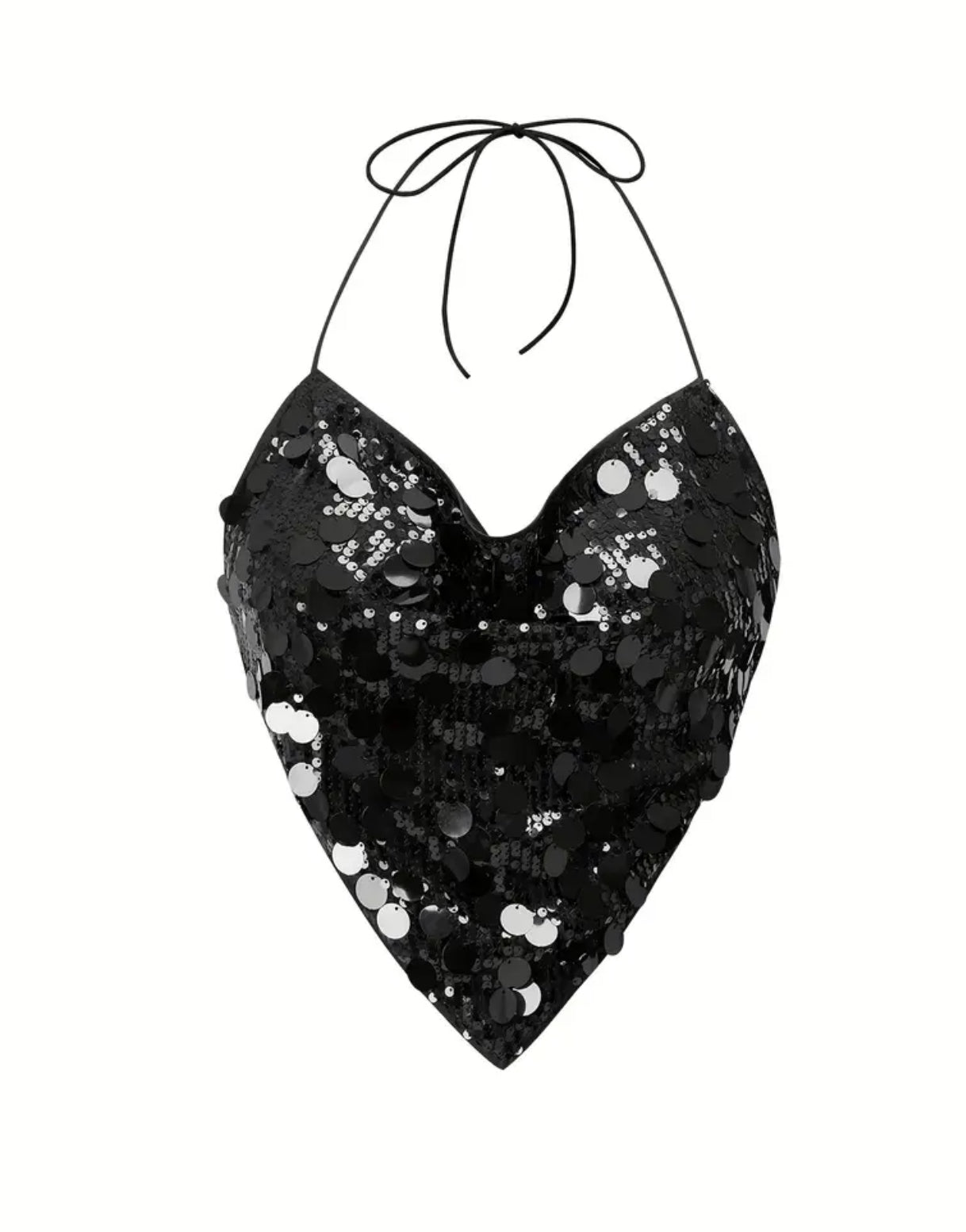 Black Sequin Halter Top