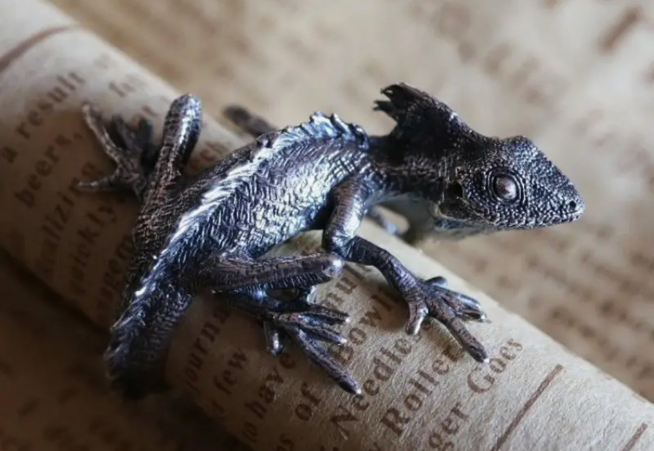 Bague lézard plaquée argent