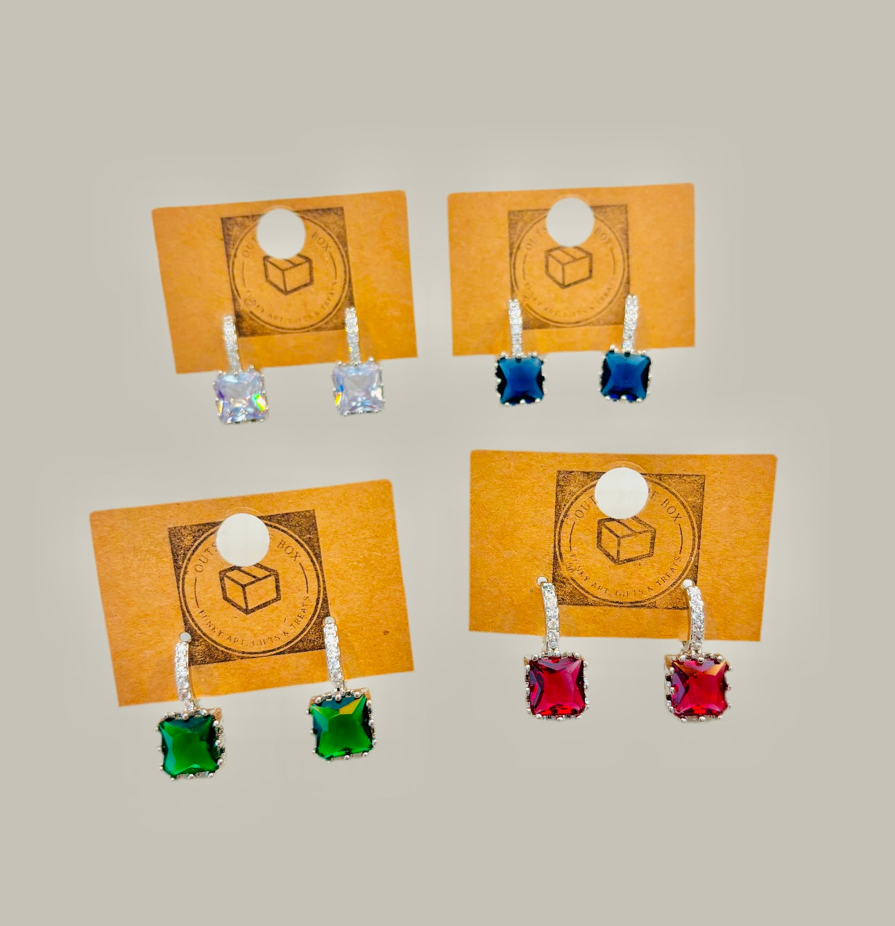 Square crystal gem earrings