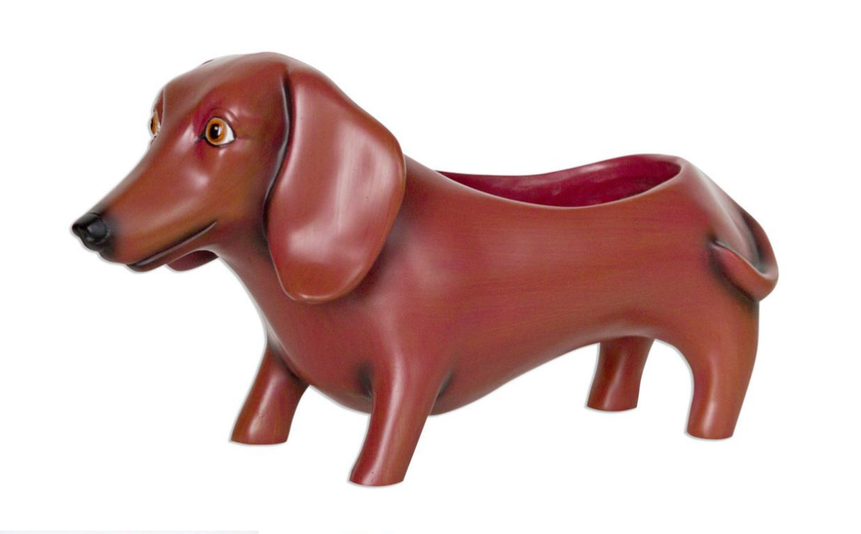 Brown Dachshund Planter Pot