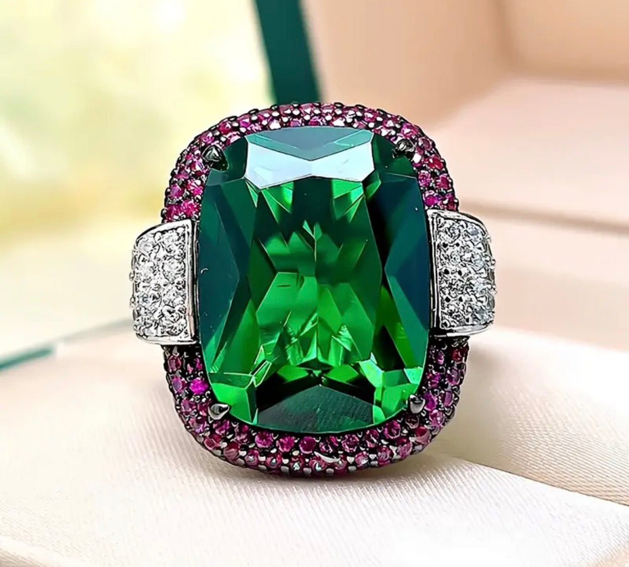 Green Pink Zirconia ring