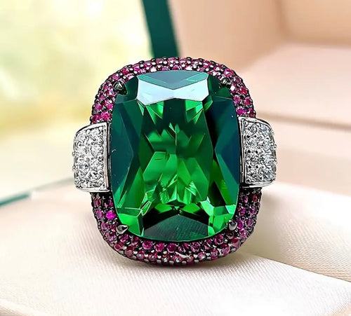 Green Pink Zirconia ring