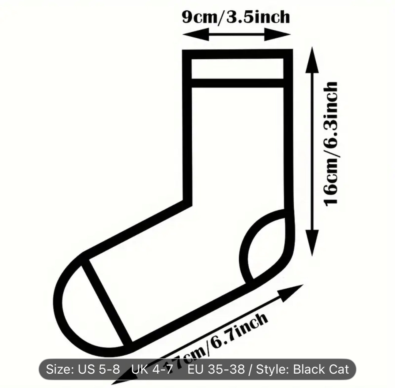 Cotton blend black cat socks ( one pair)