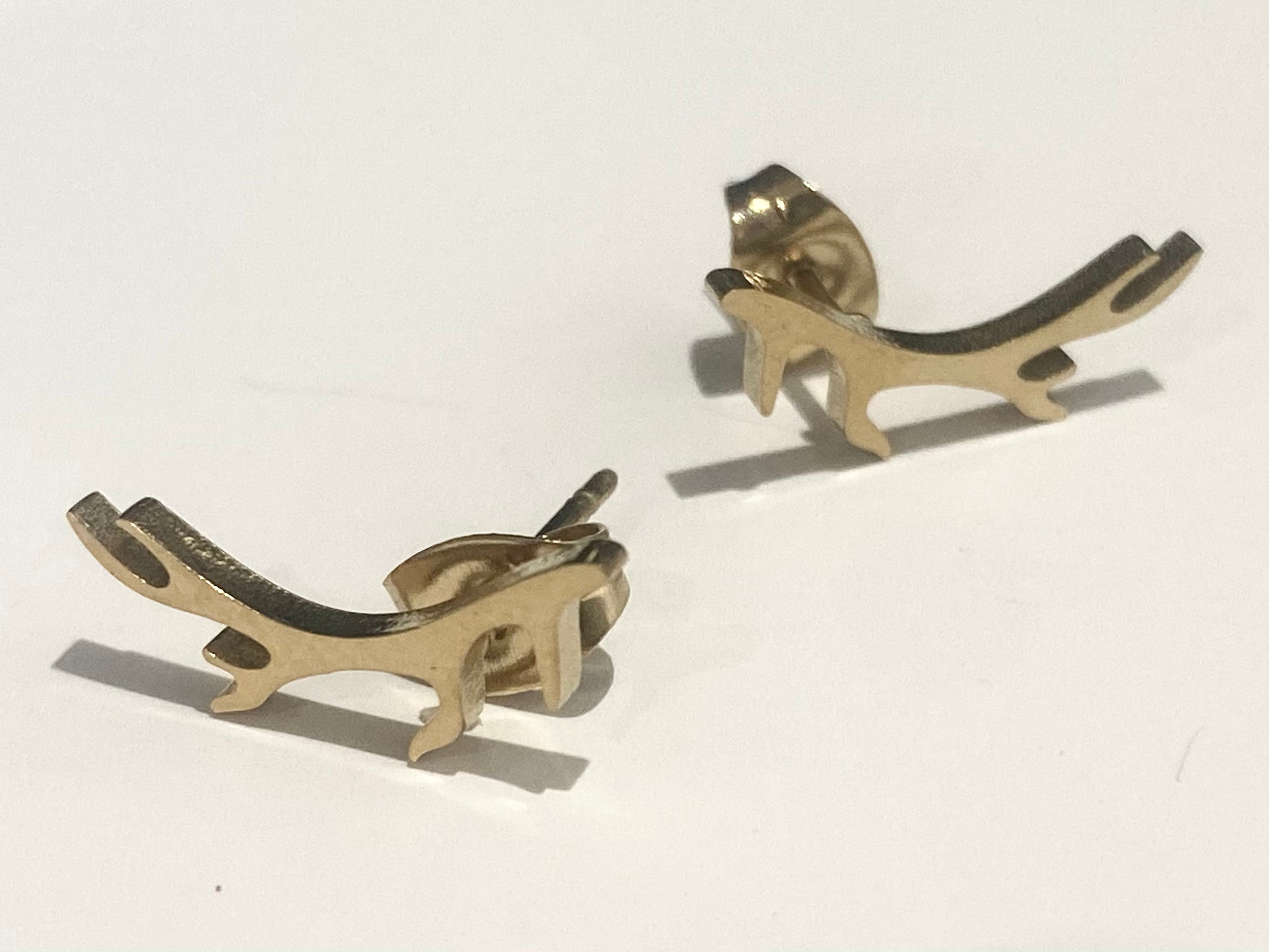 Christmas Earrings - Gold Antlers