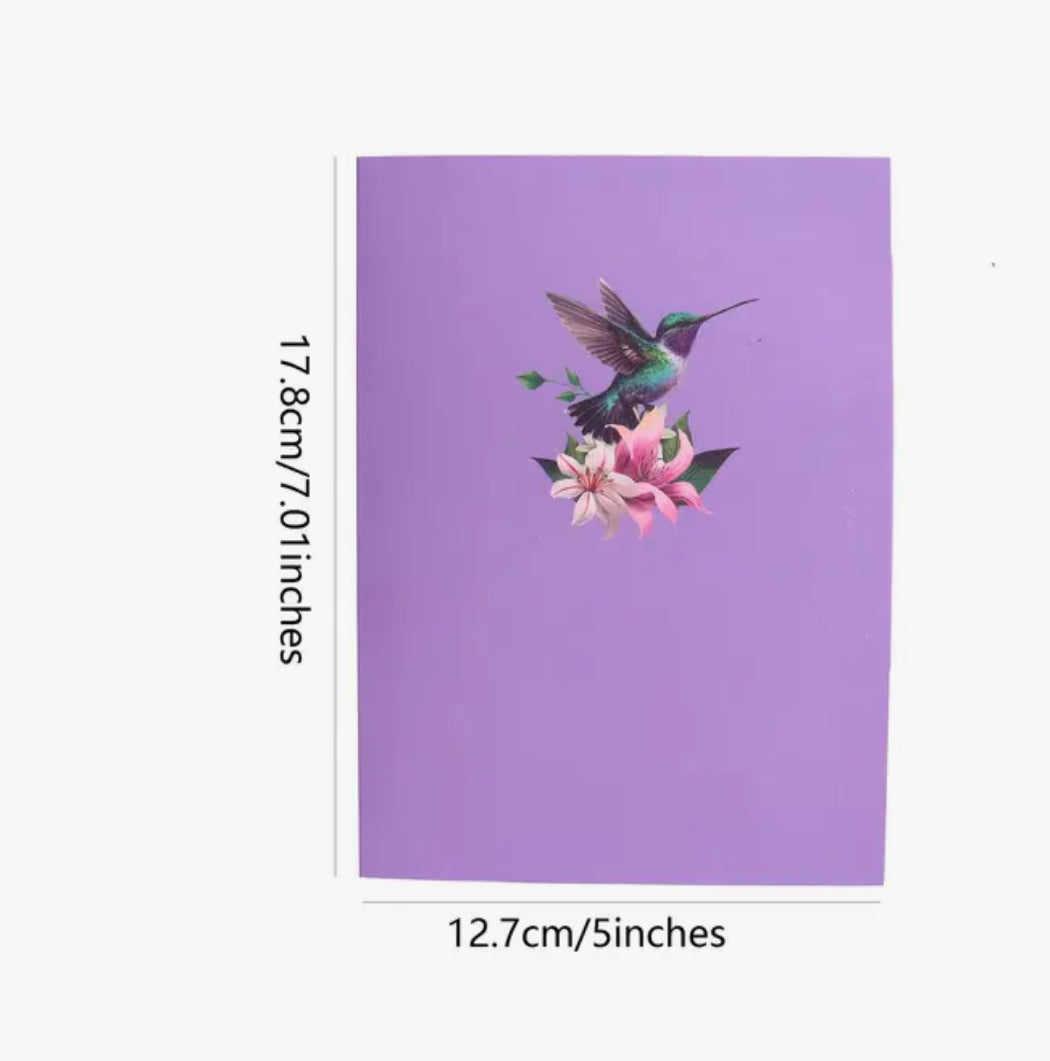 3D Pop-Up Hummingbird Greeting Card