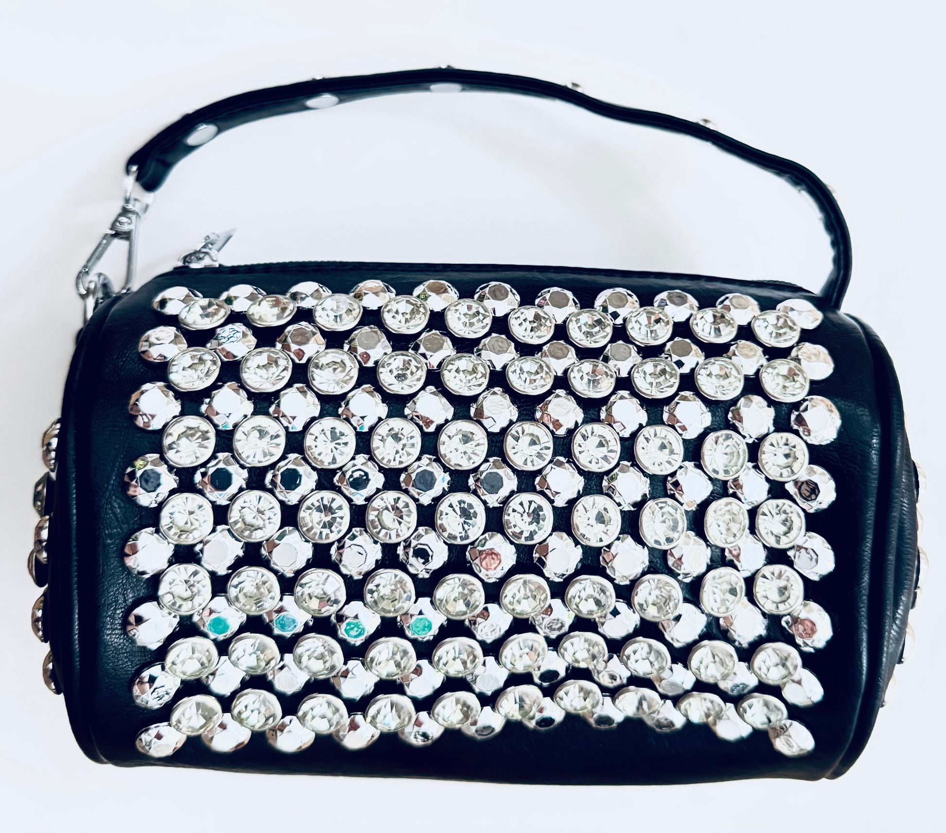Diamante silver Studded Black Handbag