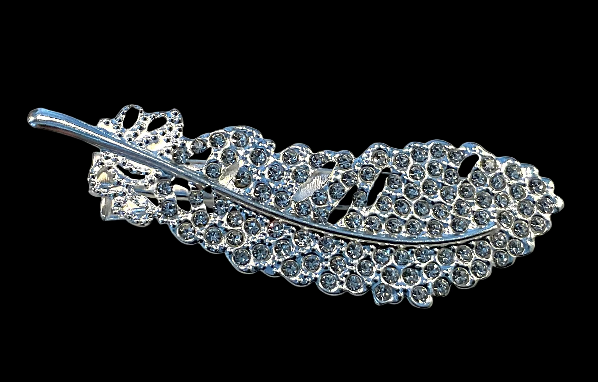 Silver Diamanté Feather Hair Clip