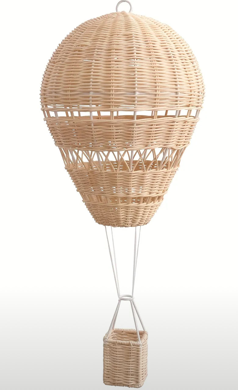Wicker Hot Air Balloon Hanging Mobile (Off White)