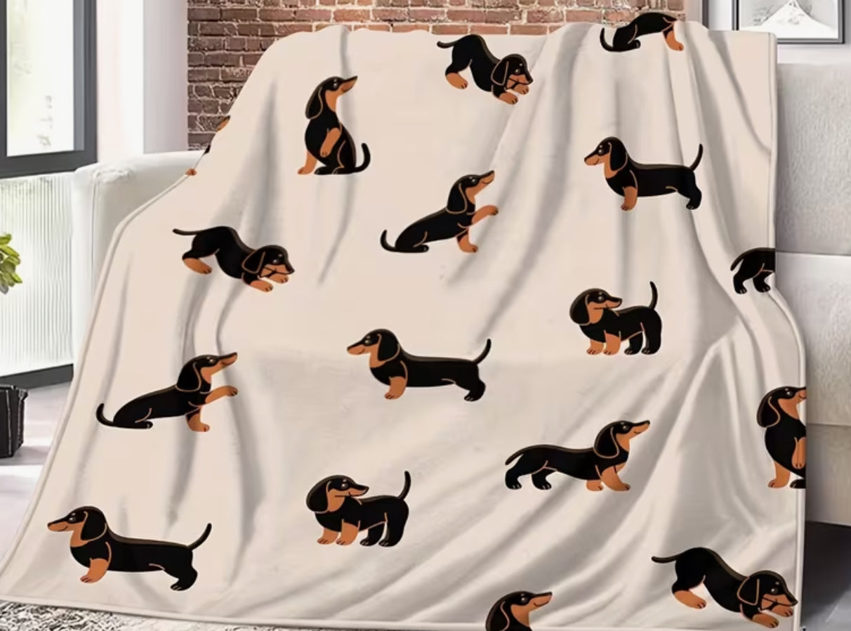 Plaid en peluche Teckel 1,5 m x 2 m