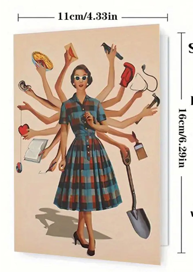 Multitasking Lady Blank Card