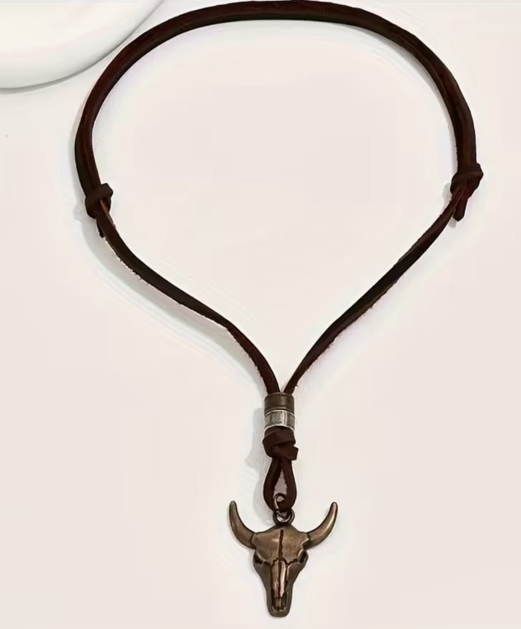 Bull skull Leather Necklace