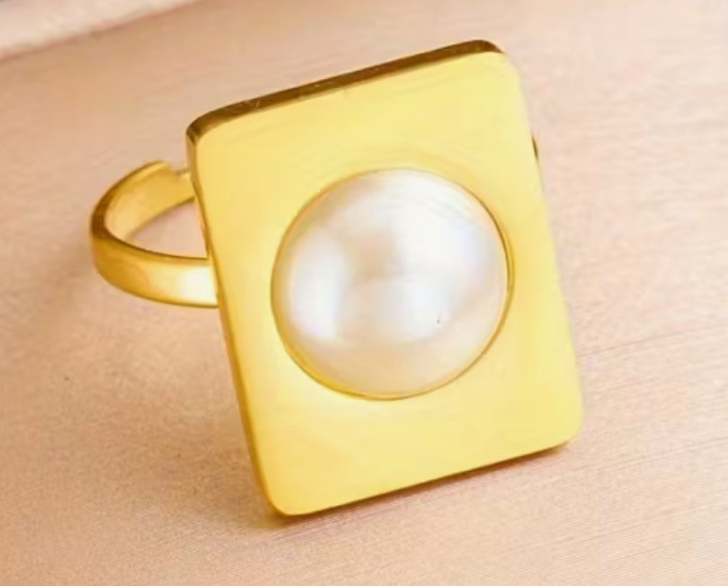 Stainless Steel Pearl Ring