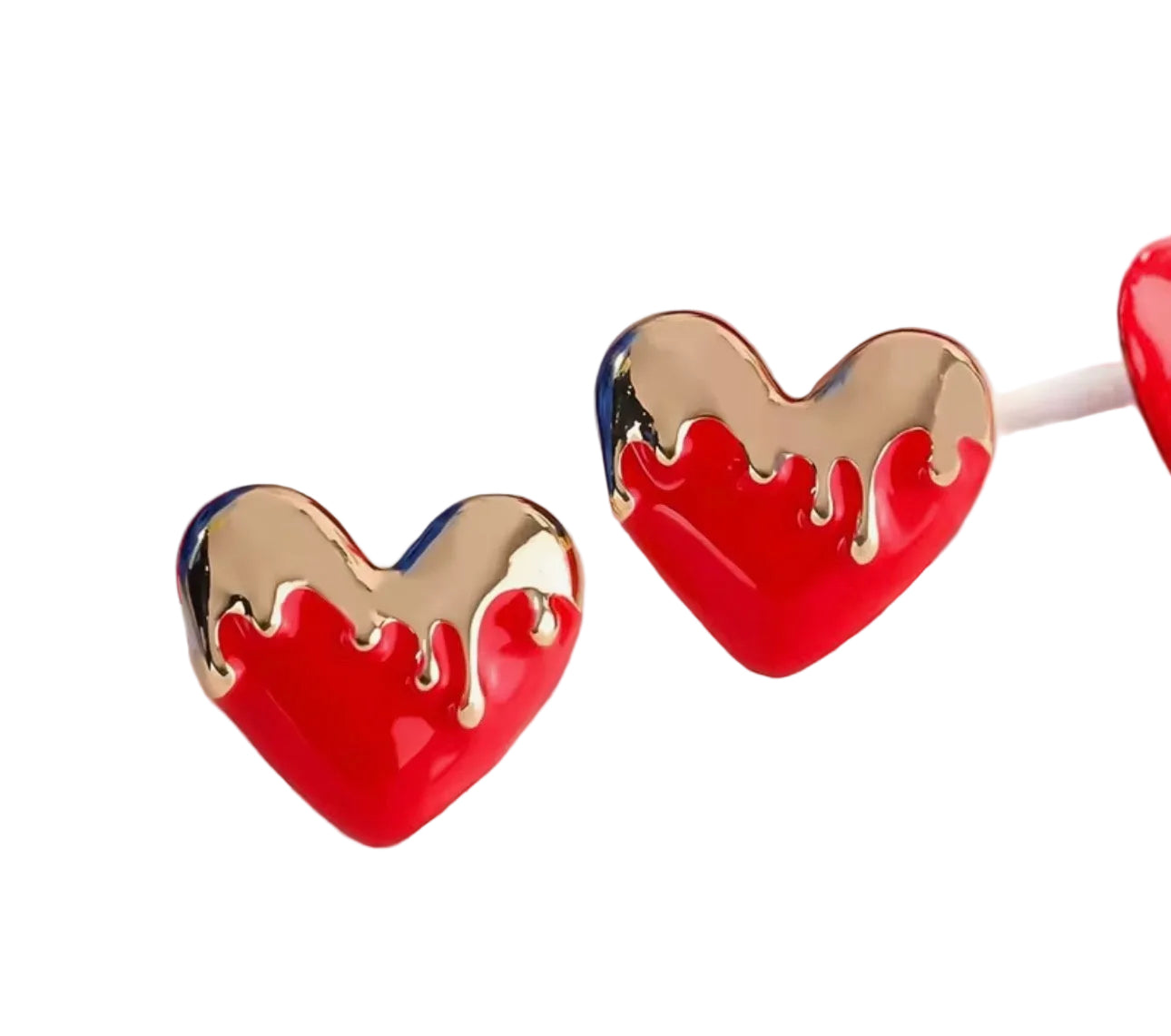 Heart with Melted Gold Earrings