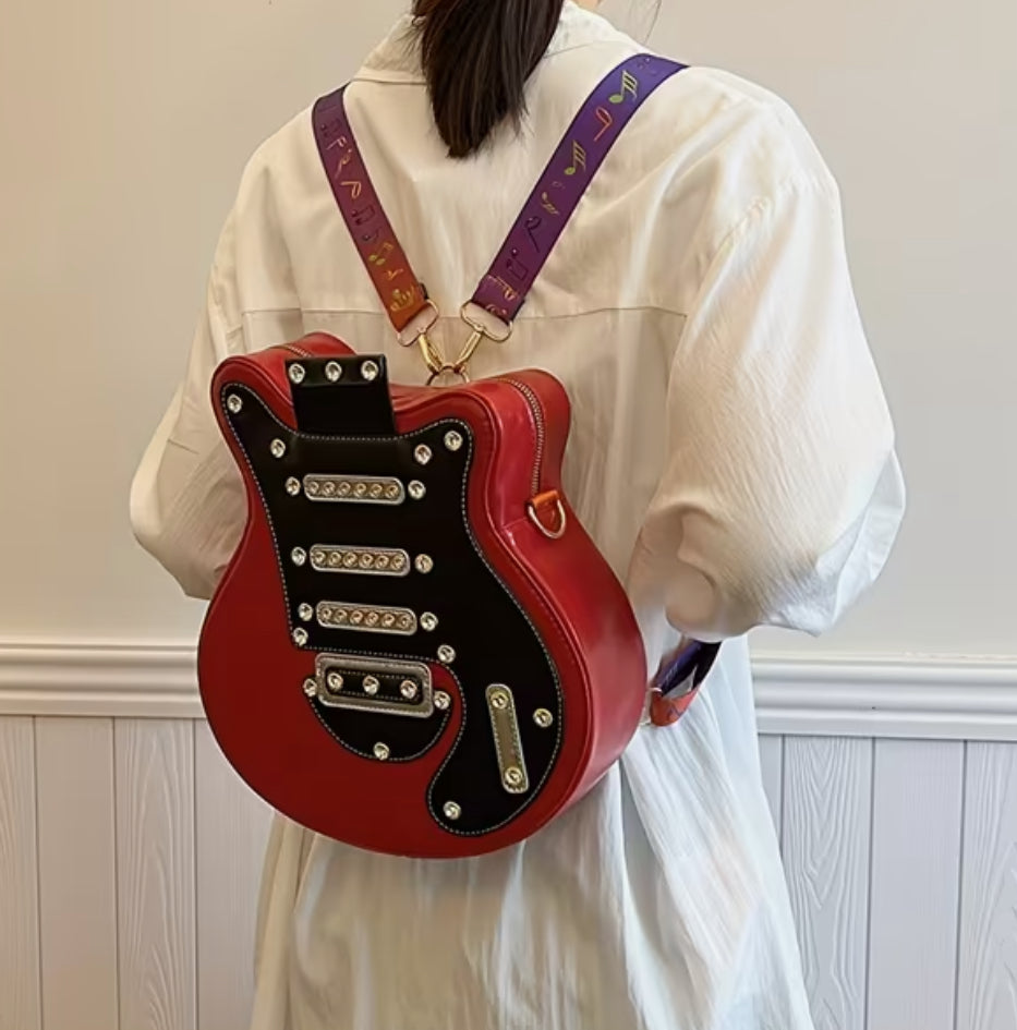 Grand sac à dos guitare rouge