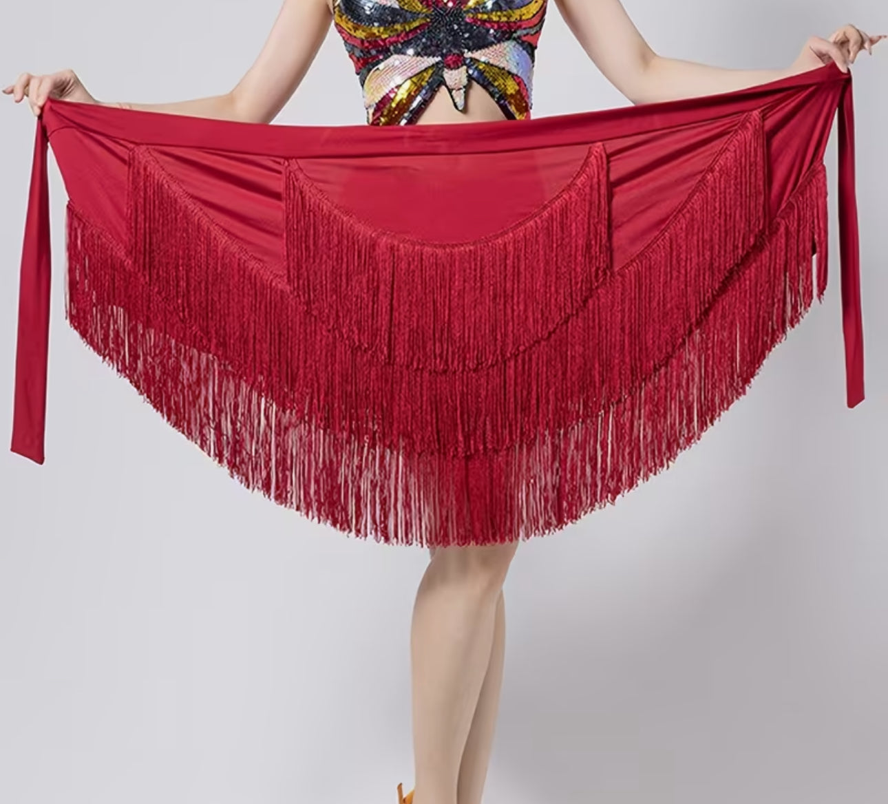 Red Tassel Wrap Skirt