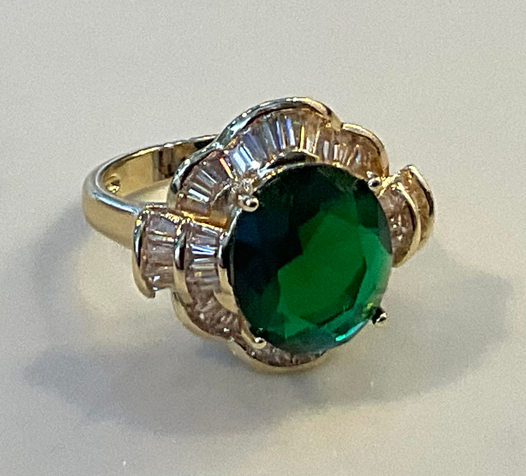 Gold plated Green zirconia ring