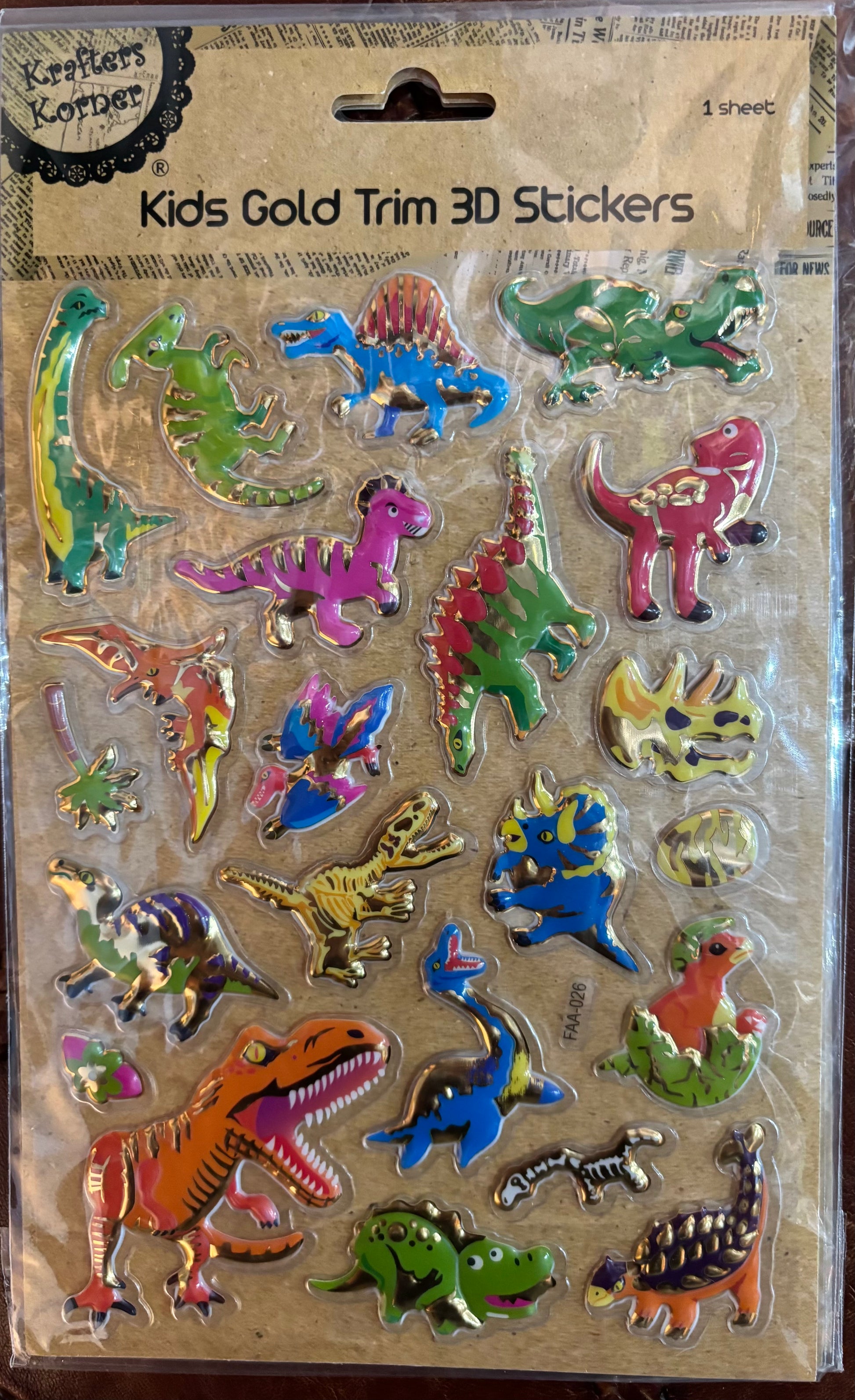 Autocollants dinosaures 3D avec bordure dorée