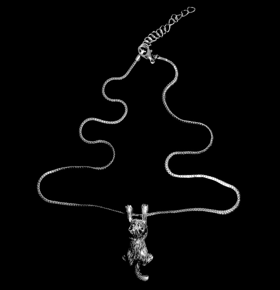 Hanging Silver Cat Necklace