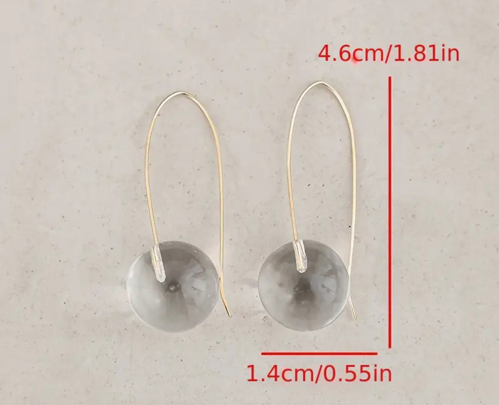 Boucles d'oreilles boules suspendues transparentes