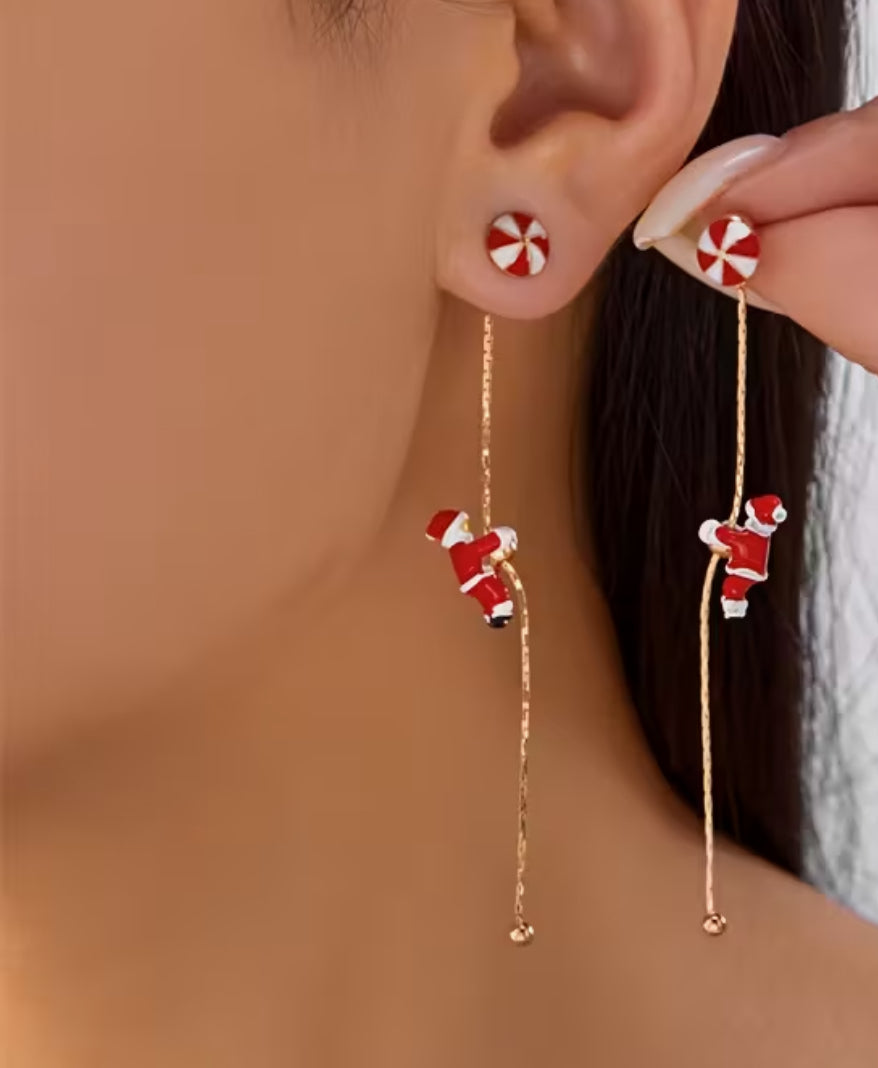 Climbing Santa Earrings
