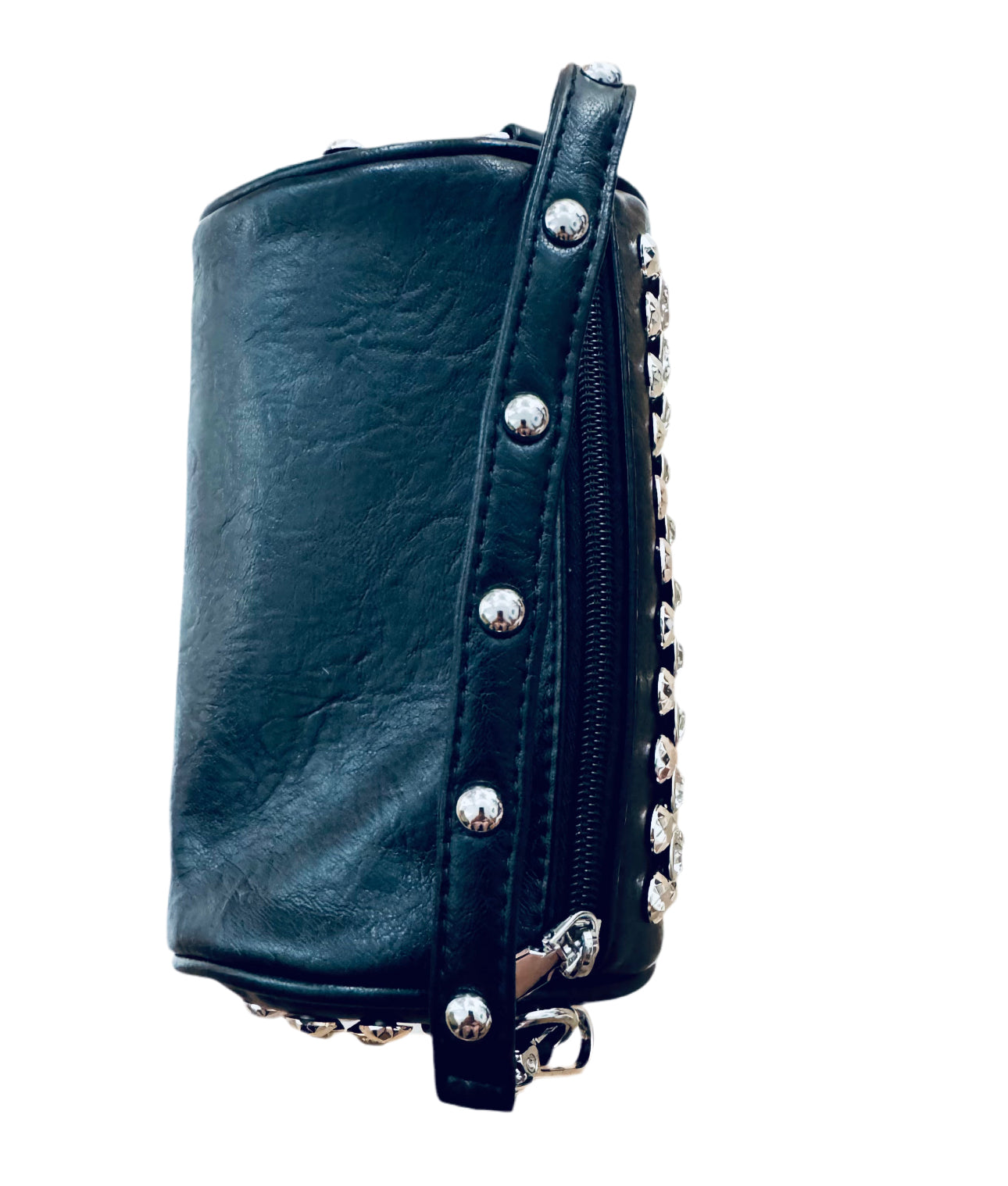 Diamante silver Studded Black Handbag