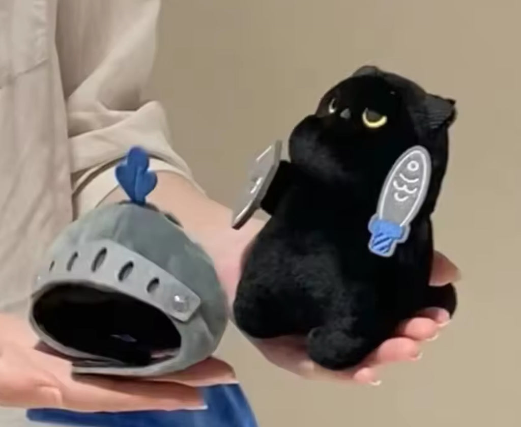 Porte-clés chat chevalier en peluche