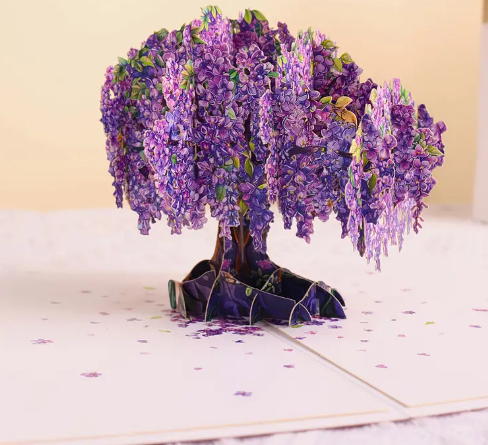 3D Pop-Up Wisteria Tree Greeting Blank Card