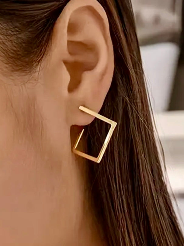 Boucles d'oreilles carrées en acier inoxydable doré