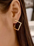 Boucles d'oreilles carrées en acier inoxydable doré