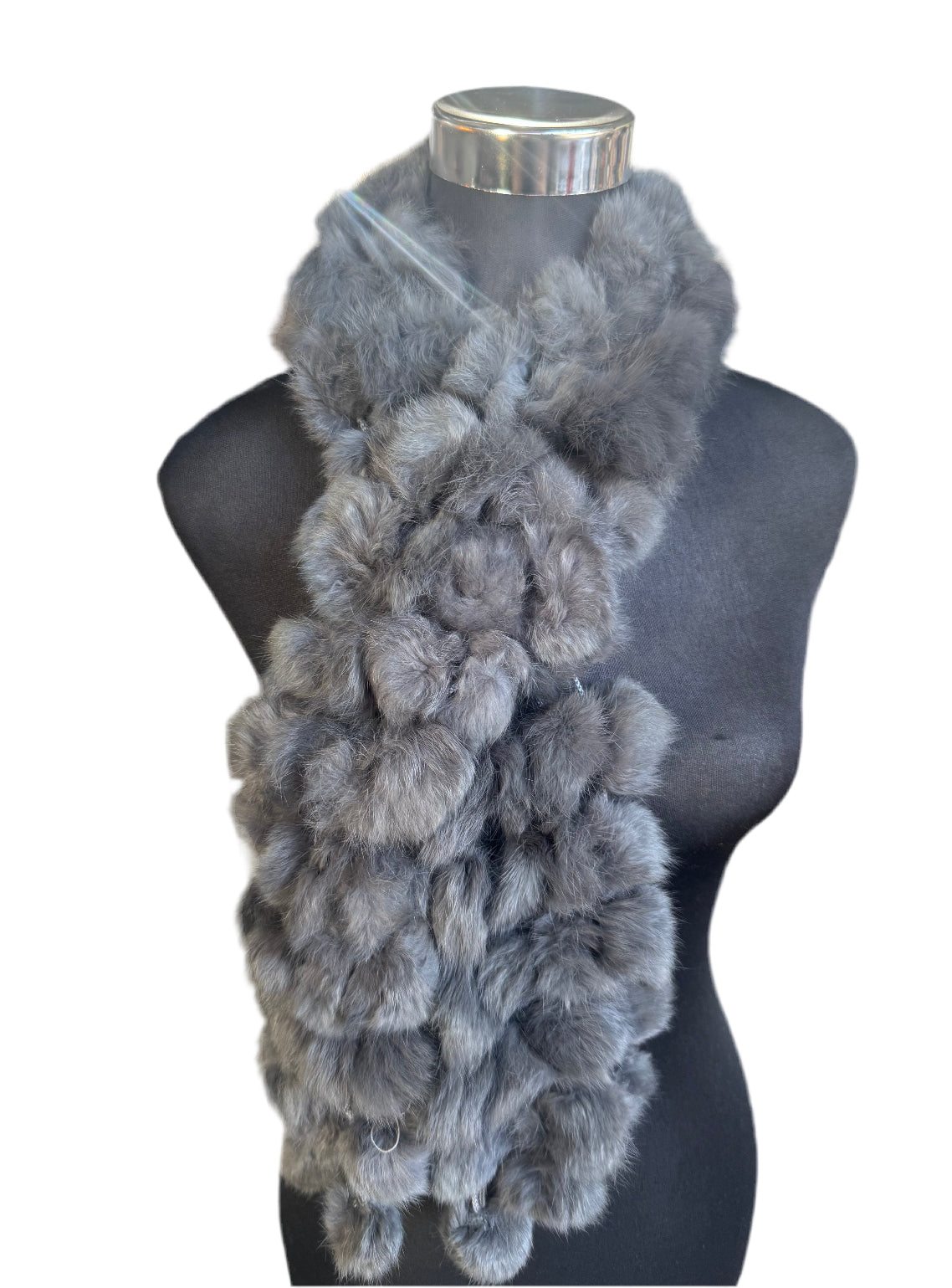 Grey Faux Fur Scarf