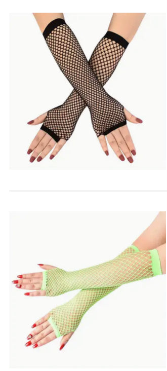 Fishnet gloves ( green, yellow, black or pink)
