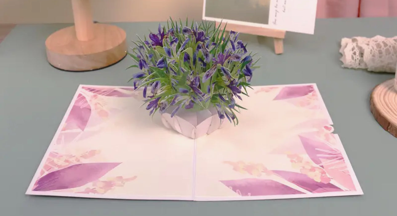 3D Pop-Up Bouquet Box Blank Greeting Card