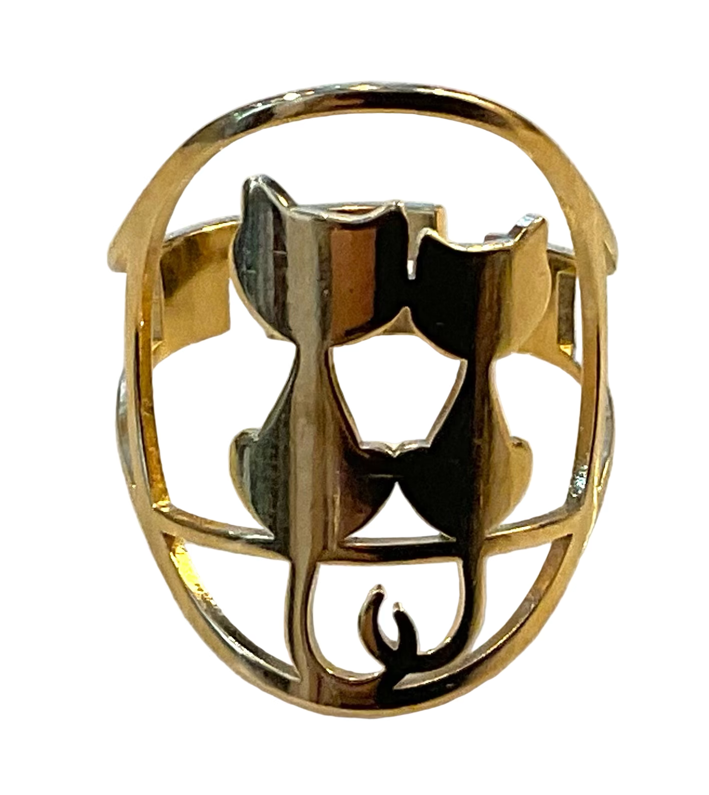 Golden Cat Couple Ring