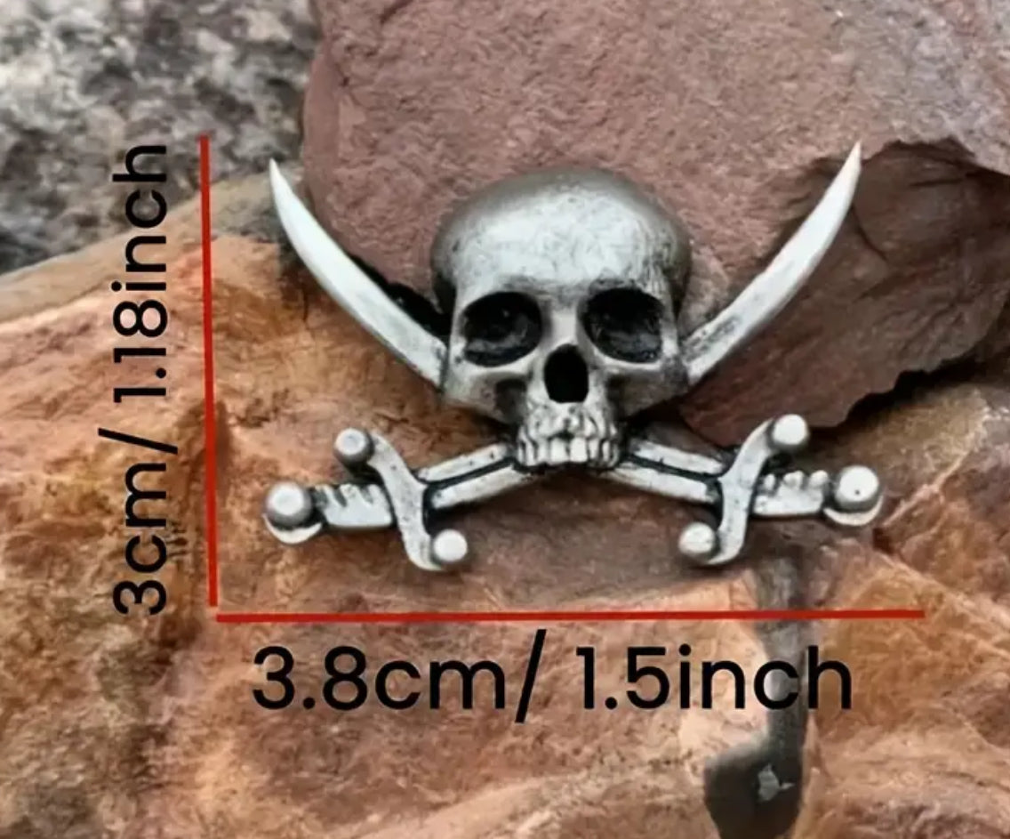Skull and Cross-Swords Brooch Pin