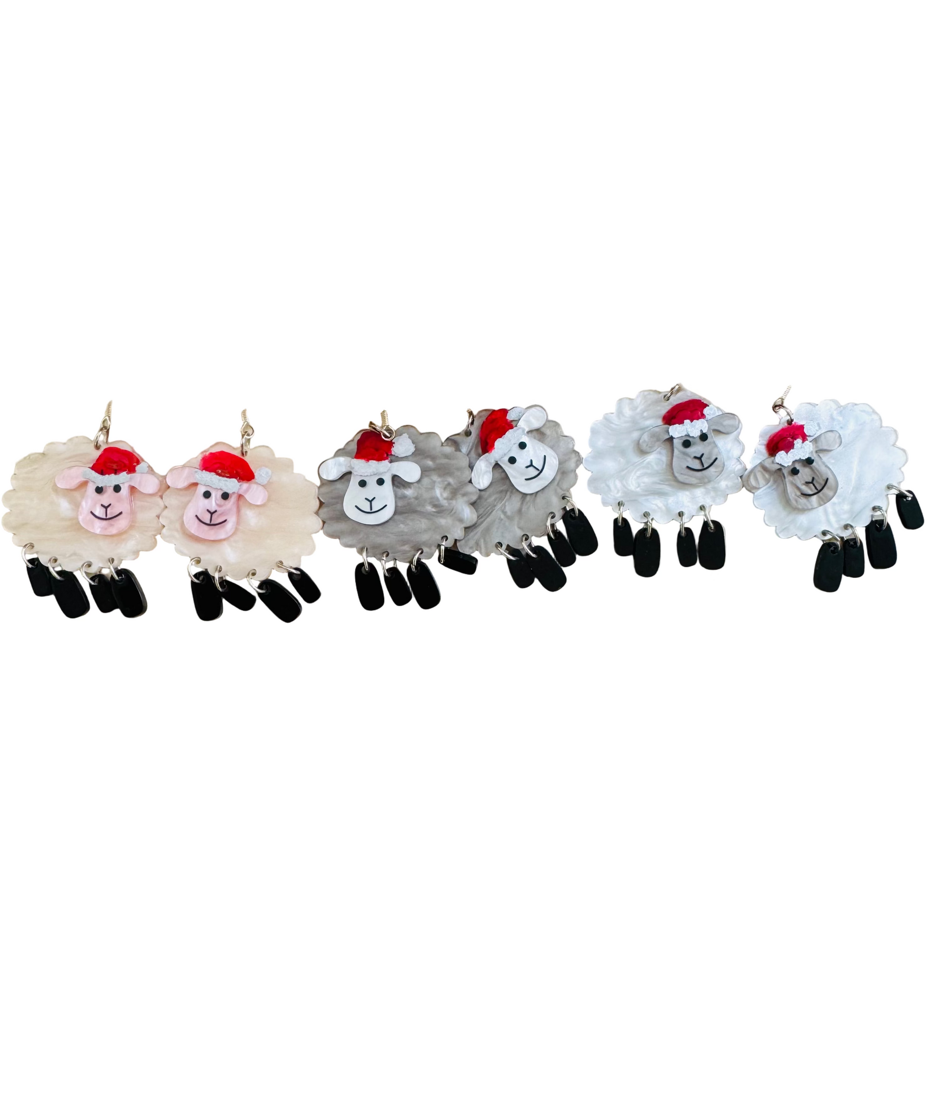 Christmas Sheep with Dangling Legs Earrings