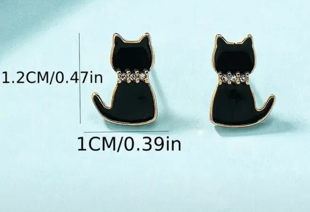Black Cat stud earrings