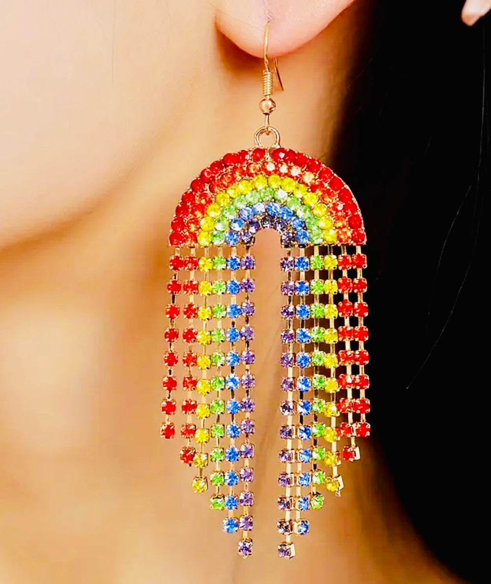 Rhinestone Rainbow Earrings