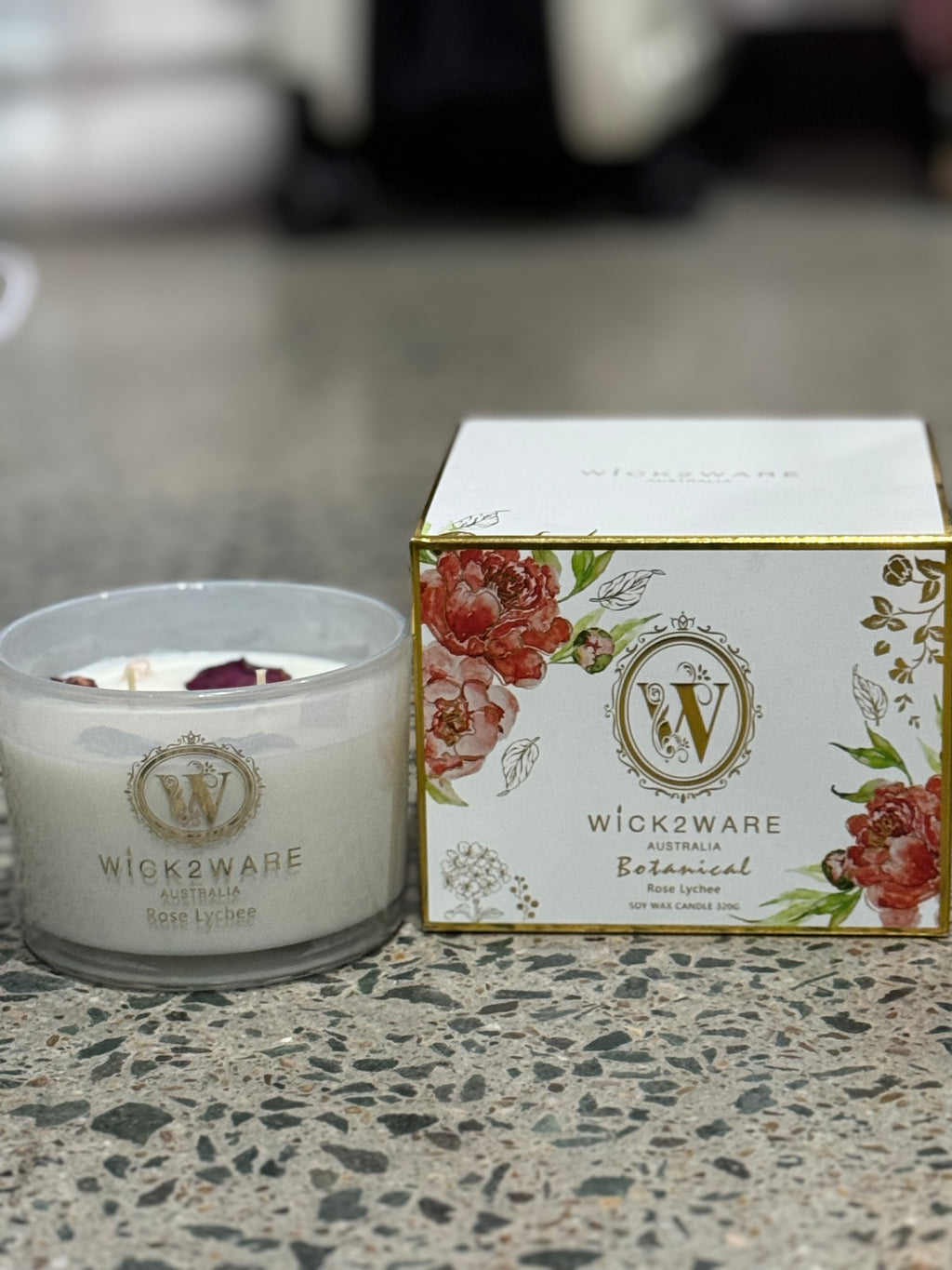 Bougie de soja à la rose et au litchi 