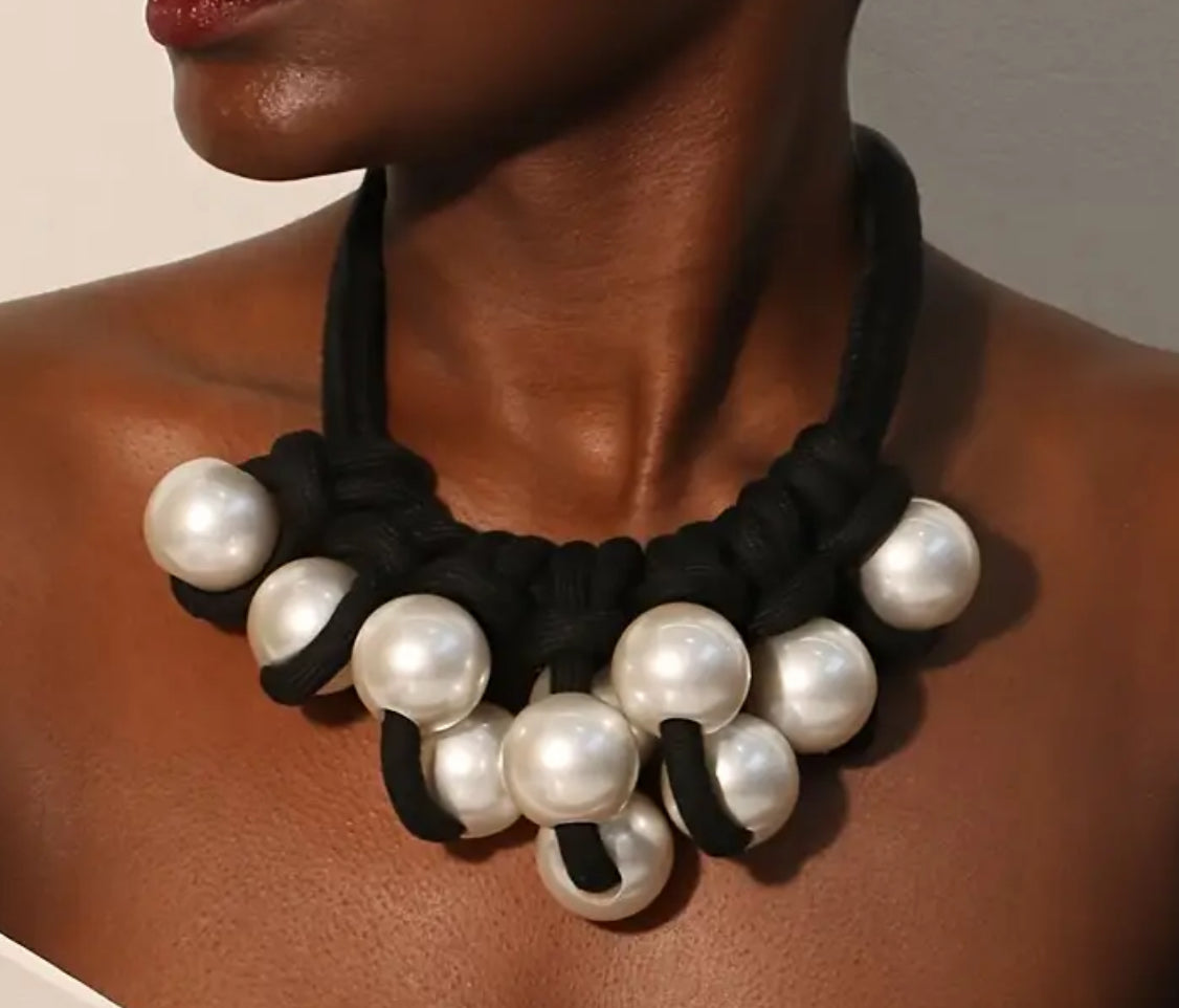 Faux Pearl Modern Necklace