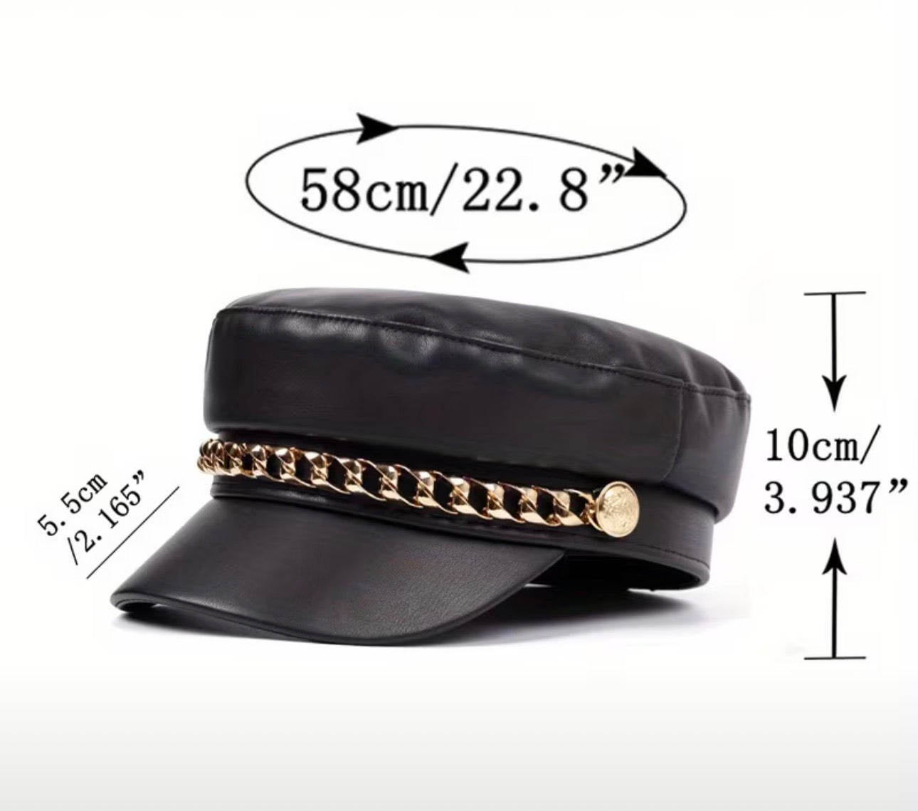 Red Newsboy Cap with Gold Chain