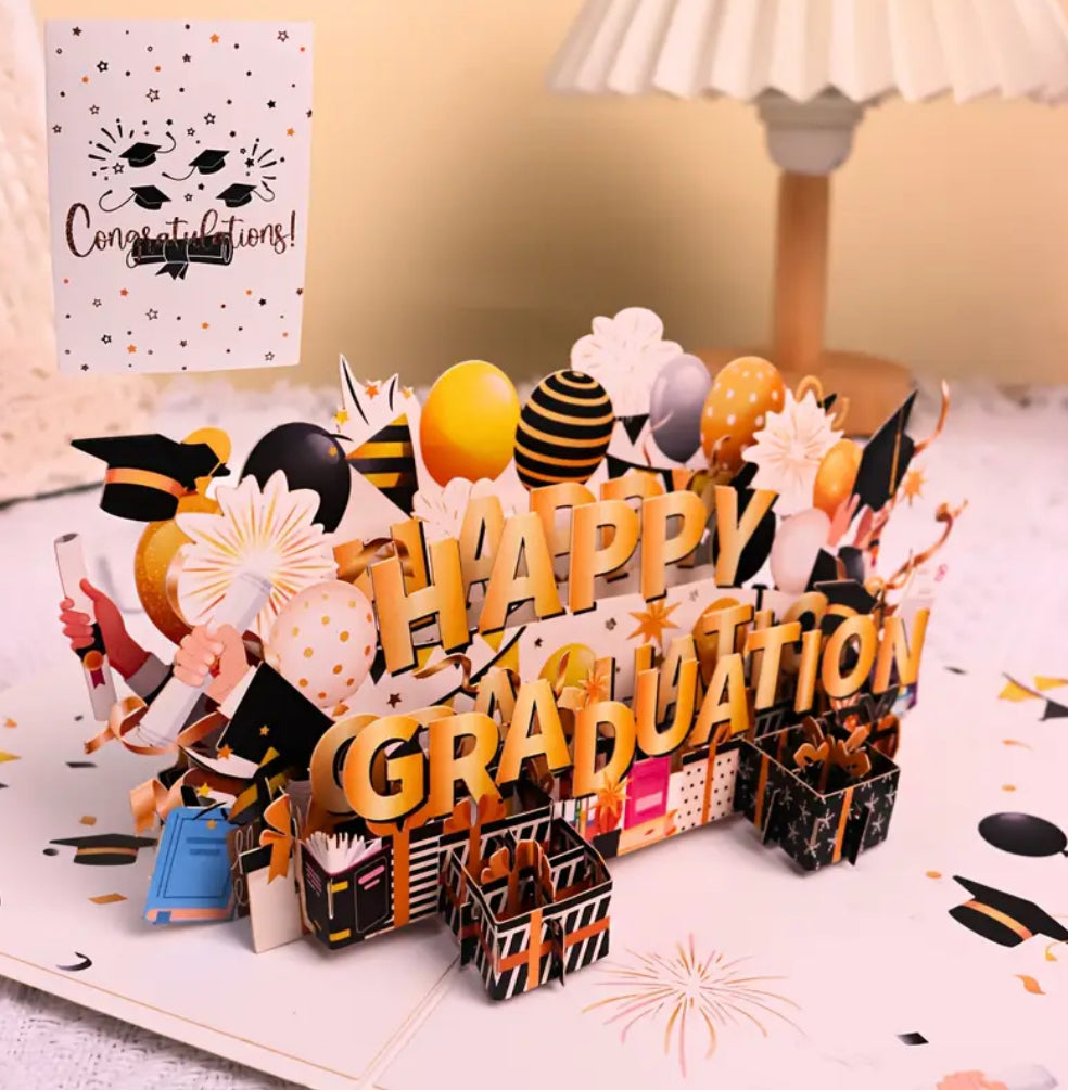 3D Pop-Up Graduation Greeting Blank Card