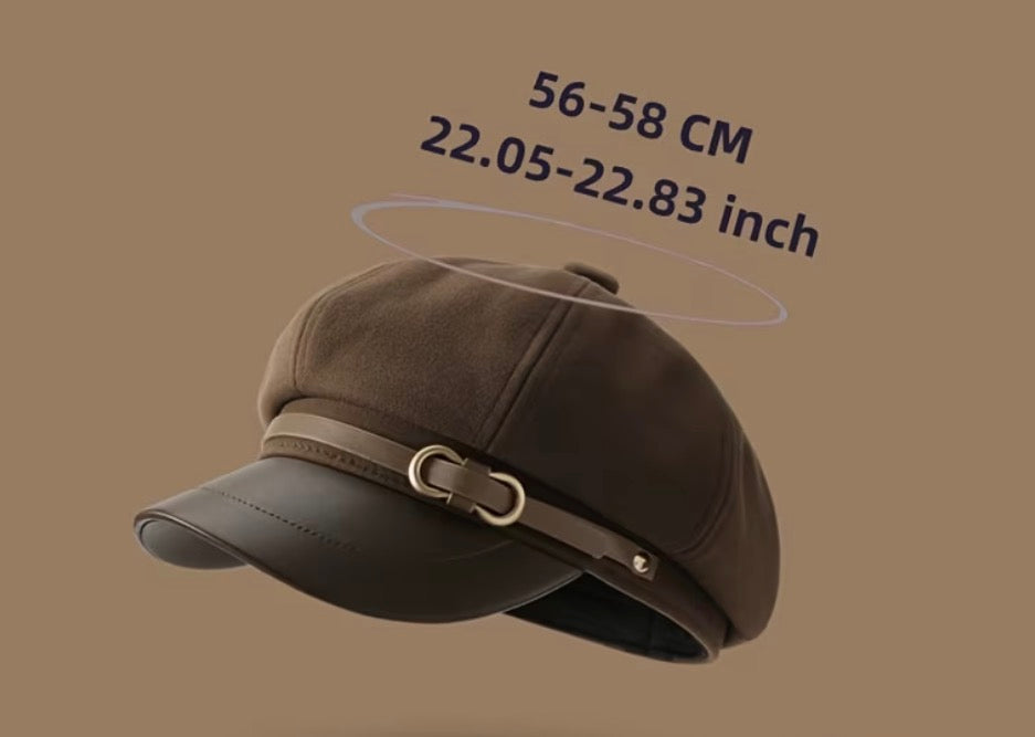 Brown Newsboy Cap with  Buckle