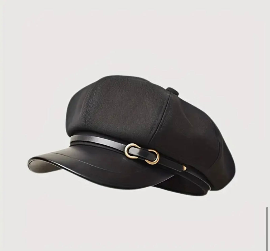 Black Newsboy Cap with  Buckle
