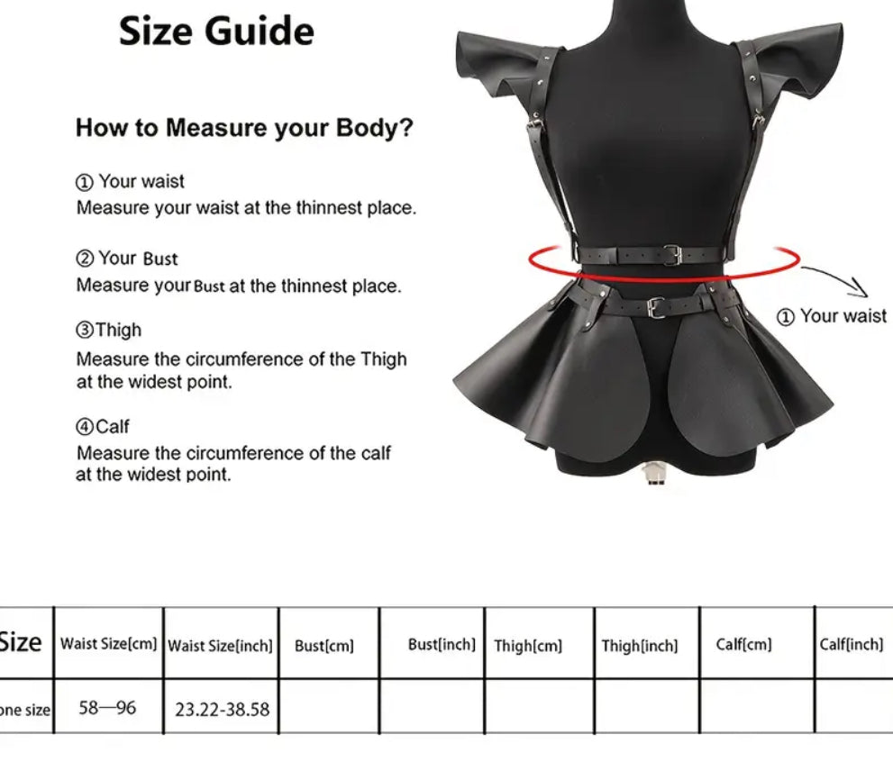 Black PU Leather Buckle Apron