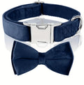 Collier pour chien en velours avec nœud amovible