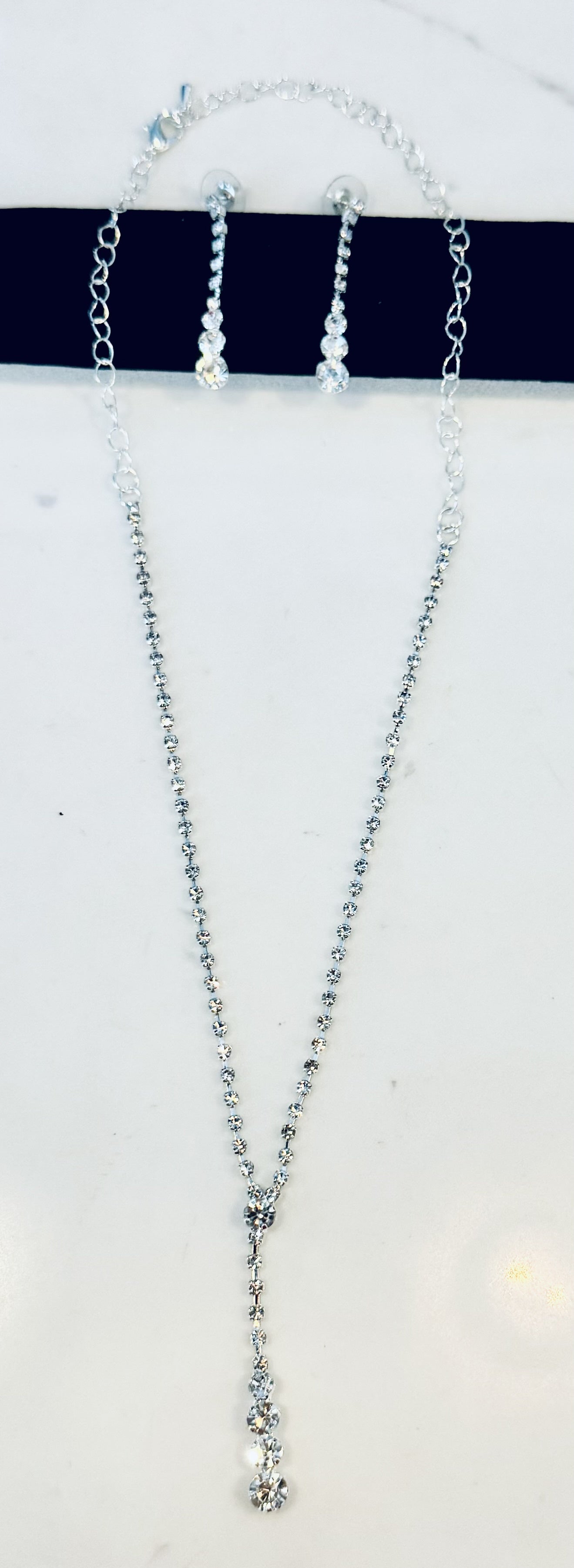 Angular Diamonte necklace earrings set